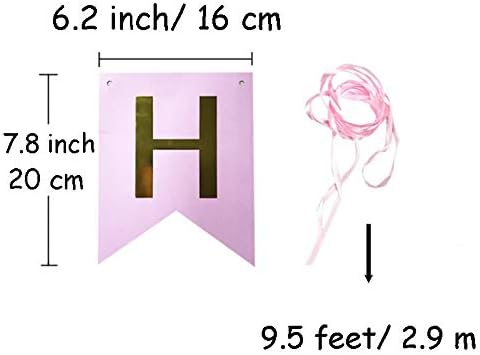 Miniatura 2 de Joyhey 1 juego de banderas moradas de feliz cumpleaños con 1 rollo de cinta