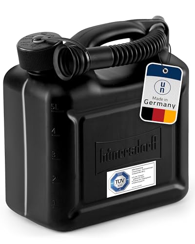 hünersdorff 811400 Kraftstoff-Kanister STANDARD 5l für Benzin, Diesel und andere Gefahrgüter, UN-Zulassung, made in Germany, TÜV-geprüfter Produktion, schwarz