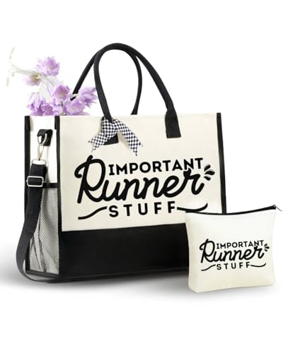 Image of InnoBeta Runner Gifts Canvas Tote Bag with Top Zipper Closure and Shoulder Strap for Birthday, Mother's Day, Christmas