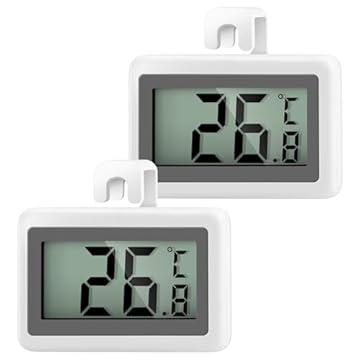 AiQInu 2 Pezzi Termometro Frigorifero Mini, Magnetico Termometro Digitale con Gancio, Campo di Misura -50°C a +70°C, Termometri Frigo Congelatore per Casa Ristoranti Bar