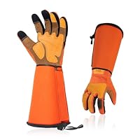 Vgo... Gants Jardinage Anti-Épines Cuir De Vache 6.7" Manches Longues - Écran Tactile & Anti-Abrasion Jaune Taille L