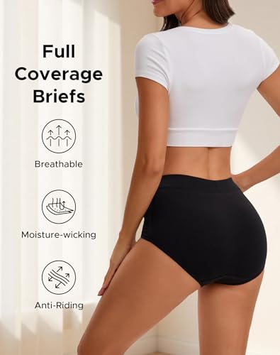 Image of INNERSY Women's Cotton Underwear High Waisted Briefs 4-Pack