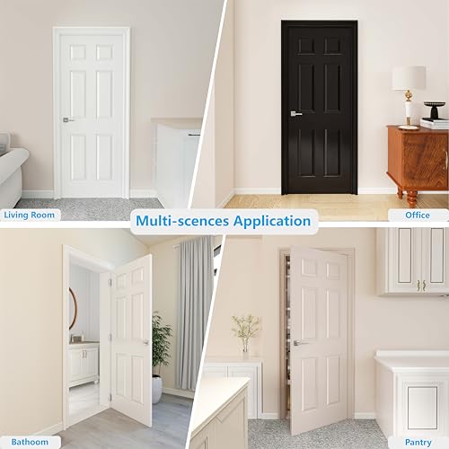 Image of JUBEST 24 inchx80 inch Raised 6-Panel Textured White Primed Hollow Core Interior Molded Door Slab, NOT Pre-drilled and NOT Included Hardware, Paintable Interior Door for Pantry, Laundry, Office