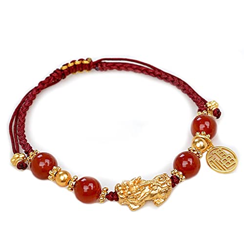 Bracelet de bonne chance Pi Yao en or et pierres précieuses contre le stress