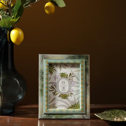PURE HOME + LIVING Green Como Printed Faux Leather Photo Frame - ...
