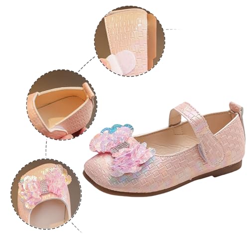 IWIHMIV Toddler Girls Dress Shoes Lightweight Ballet Mary Jane Comfortable Non Slip Flat Bottom Princess Shoes3