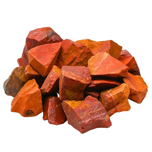 Image of Amazing Gemstone Red Jasper Raw Crystals and Healing Stones, Natural Rocks for Tumbling and DIY Raw Stones and Crystals (5 Pieces)