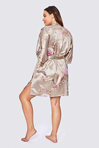 Image of KIM+ONO Satin Short Kimono Plus Size Robe for Women - Bridal Gift, Maternity & Lingerie Robe, Machine Washable