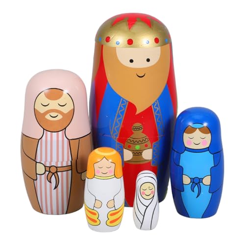 Warmhm 1 Ensemble Poupées Gigognes Russe pour Garçon Fille Éducatif Fait Main Décoration Anniversaire Amélioration des Compétences Manuelles Coordination