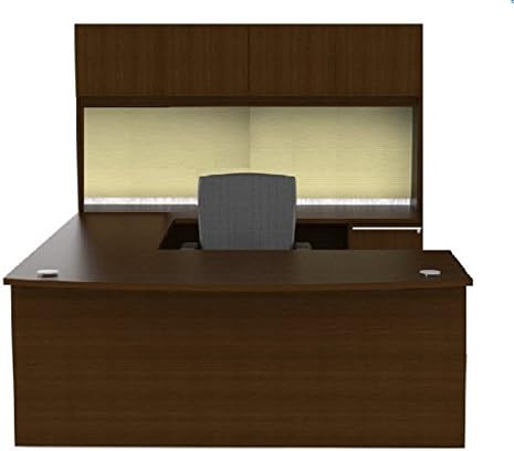 Verde Collection 72â€ Bowfront U Desk Office Suite with 72" Bowfront Desk, 47.25" Bridge, 72" Credenza, Box/Box/File Pedestal, File/File Pedestal, 72" 4 Wood Door Storage Hutch - VL-678N