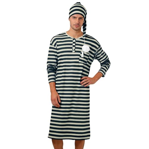 Camisón para hombre con gorro de dormir ideal para noches frías y relax de fin de semana