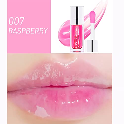 Plumping Lip Oil, Hydrating Lip Gloss Tinted Lip Balm Lip Care Transparent Toot Lip Oil, Lip Oil Tinted Non-Sticky Nourishing Long Lasting Repairing Lightening Lip Lines And Dry Lips (Raspberry Red) #TOP2