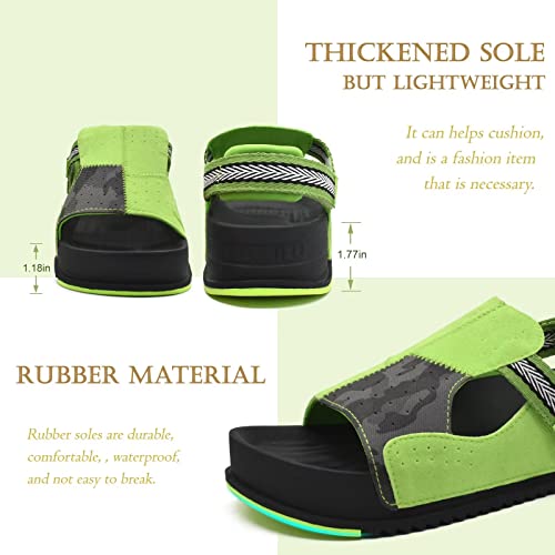 Kuailu Womens Comfy Walking Platform Plantar Fasciitis Arch Support Ladies Athletic Orthopedic Cushion Chunky Thick Foam Flatform Back Strap Sandles Summer Open Toe Beach Pool Slingback Green Size 5 #TOP3