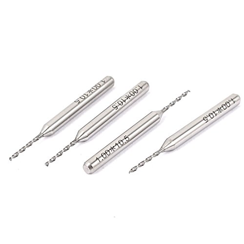 Aexit 1mm Tip Fuses 10mm Cutting Depth Spiral Flute Carbide PCB Micro Drill Bits Tool PCB Fuses 4 Pcs
