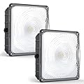 HYPERLITE LED Canopy Light 45W: 6300LM 5000K Daylight - 120-277V LED Canopy Lights Outdoor IP65 Waterproof for Workshop Carport Entrance - 2 Pack