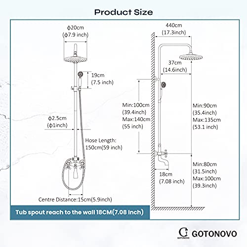 gotonovo Brushed Nickel Triple Function Shower System #TOP11