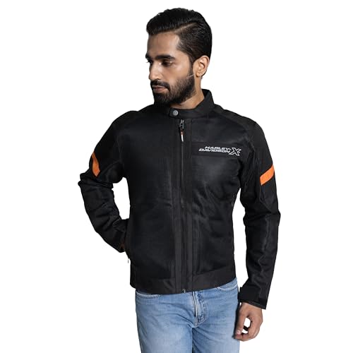 Image of HARLEY-DAVIDSON X UrbanX Edge Riding Jacket for Men | 100% Polyester with Breathable Mesh Lining | Protector Compartments for Elbow, Shoulder & Back | Comfortable & Stylish Motorcycle Jacket
