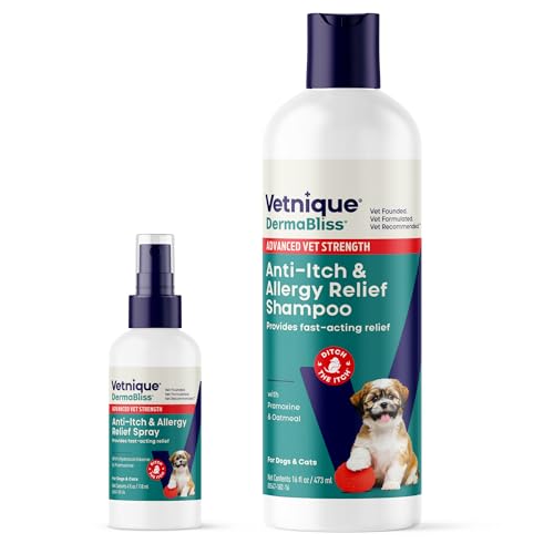 Vetnique Dermabliss Dog Anti-Itch Spray Oatmeal Shampoo Bundle