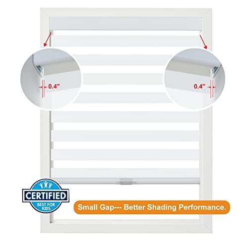 Image of Persilux Cordless Zebra Blinds for Windows (15 inch W x 47 inch H, White) Light Filtering Zebra Shades for Indoor Windows, Sheer Shades Thermal Insulated Blinds with Upgraded Cassette, Window Shades for Home