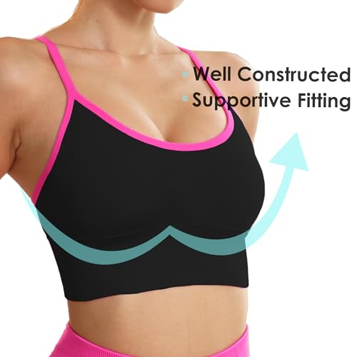 Image of Evercute Racerback Sports Bras Padded Y Racer Back Cropped Bras for Yoga Workout Fitness Low Impact