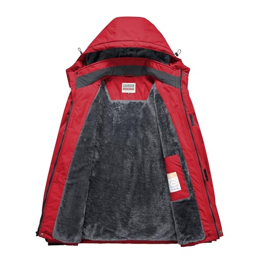Image of WULFUL Men's Ski Jackets Warm Winter Snow Windbreaker Resistant Snowboard Fleece Coat Mountain Waterproof Parka with Hood