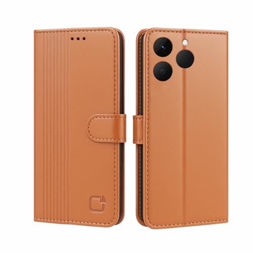 Image of AIBEX Shock Proof Flip Compatible for Realme 15T 5G Flip Cover Leather Finish | Inside TPU with Card Pockets | Wallet Stand | Complete Protection Flip Case- Brown