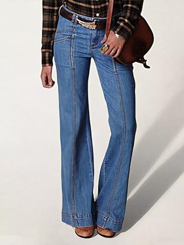Flamingals Women's Tall Jeans Low Rise Flare Jeans Seam Front Baggy Jeans3