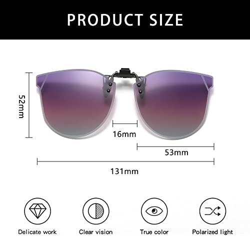 YAMEIZE Polarized Clip-on Sunglasses - Rimless Flip Up Glasses UV Protection Cat Eye Sunglasses for Women Men Driving Outdoor2