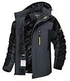 TACVASEN Snow Jacket Men Winter Coats Men Waterproof Ski Jacket Men Parka Jacket Extreme Cold Weather Jacket Gray XL