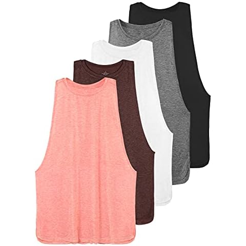 Ullnoy Workout Tank Tops for Women Running Muscle Tanks Sleeveless Loose Fit Gym Yoga Sport Shirts-5 Pack - - Large Cover