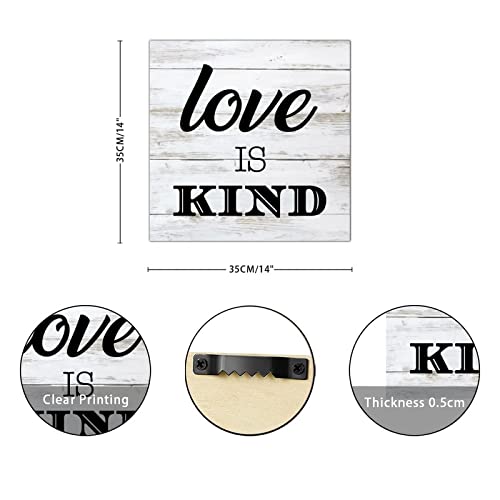 Plaque murale en bois Love is Kind 35x35 cm décor rétro - 3