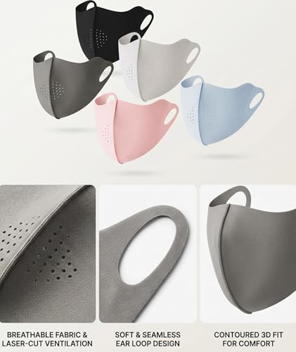 Image of 10PCS UV Protection Mask for Women, Sun Protection Face Mask for Women, Color Set with Black, Dark Grey, Light Grey, Blue, Three-Dimensional Design for Comfortable Fit During Outdoor Activities