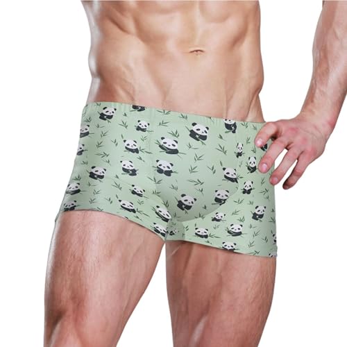 Cute Panda Mens Swim Trunk Swimwear Bathing Suit Swim Brief Square Leg Board Short S B04042083