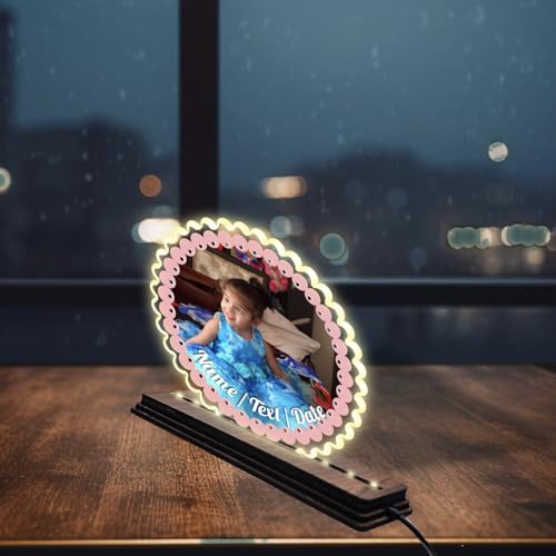 Image of Brown Cloud Personalized Name Photo LED Night Lamp Customized Gift for Men Women Husband Wife Girlfriend Boyfriend Birthday Marriage Anniversary Festivals Decoration(LED USB NL AO 001)(D10)