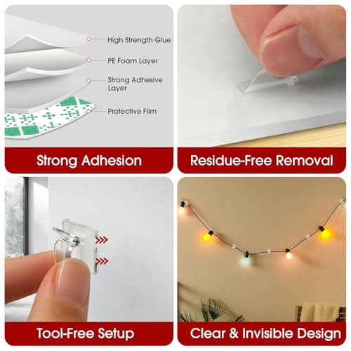 Image of Latoxcaa 120PCS Heavy-Duty Adhesive Cable Clips, Clear Traceless Cord Organizer & Wire Holders for Wall, Desk, Car, LED Strips and Outdoor Lights (Small)