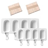 LUKIUP Molde de Helado de Silicona,Juego de Moldes para Polos,Mini Moldes de Congelador para Hacer Helados Pequeños en El Congelador(2 Molde Varios Tamaños + 100 Palos de Madera)