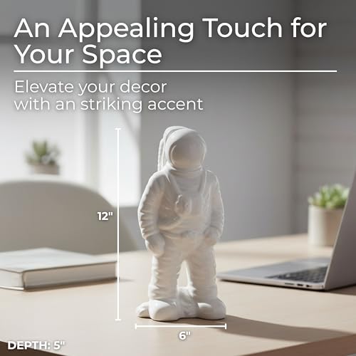 Figurita astronauta moderna de cerámica blanca 12 pulgadas miniatura 2