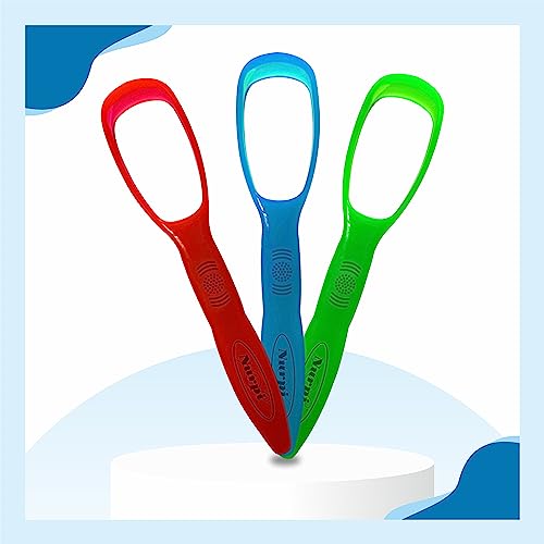 Image of Plastic Tongue Cleaner Soft Grip Fights Bad Breath Oral Health Care Tool for Adults and Kids Pack of 3 Pieces