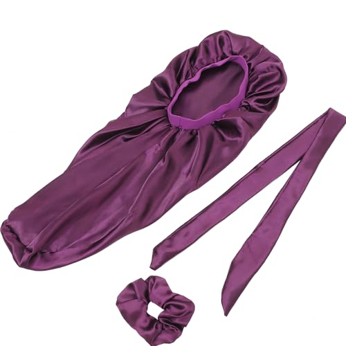 Bonnet de nuit en satin anti-casse pour cheveux bouclés et volumineux à la maison