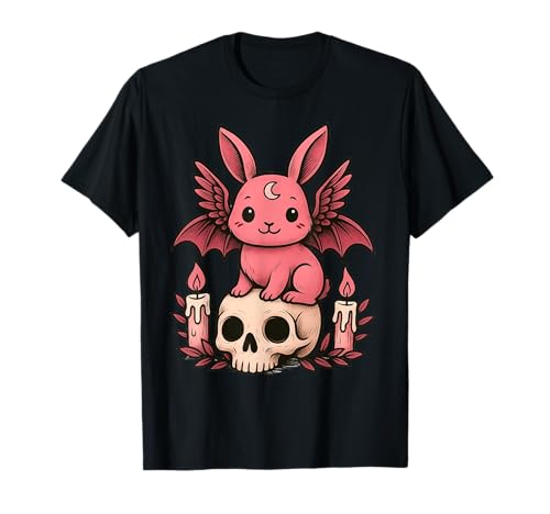 Kawaii Pastel Alt Goth Cute Creepy Rabbit Bat Skeleton Bunny T-Shirt