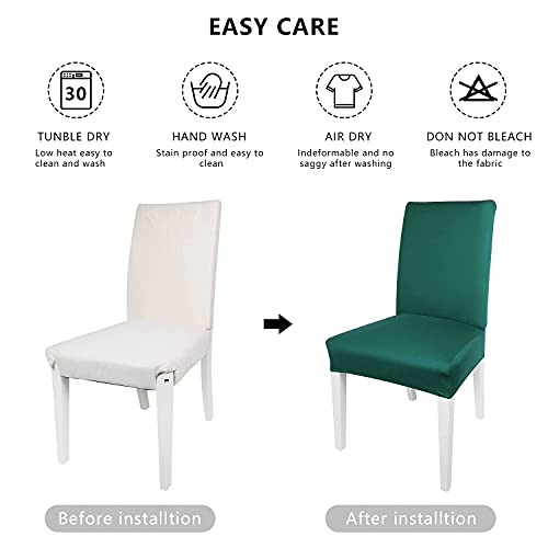 Goodtou Dining Room Chair Slipcovers Stretch Spandex Chair Covers For Dining Kitchen Set Of 2 (Teal, 2 Pack) #TOP2