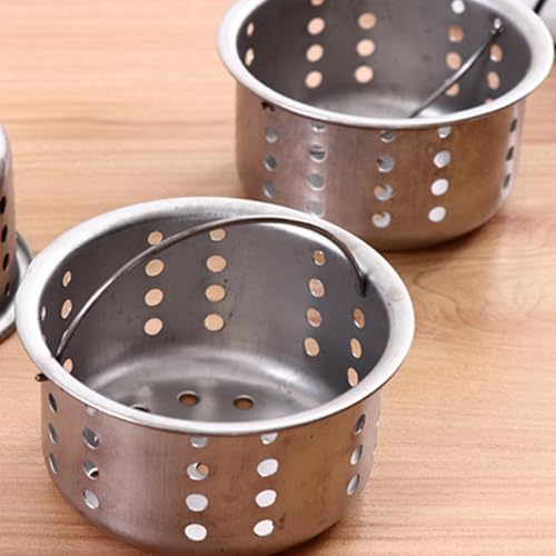 2 piezas coladores para desagüe de cocina con asa plata miniatura 4