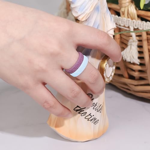 Silicone Wedding Ring for Women,Thin and Stackble Braided Rubber Wedding Bands,No-Toxic,Skin Safe,1/4/5/6/7/8 Variety Multipack2