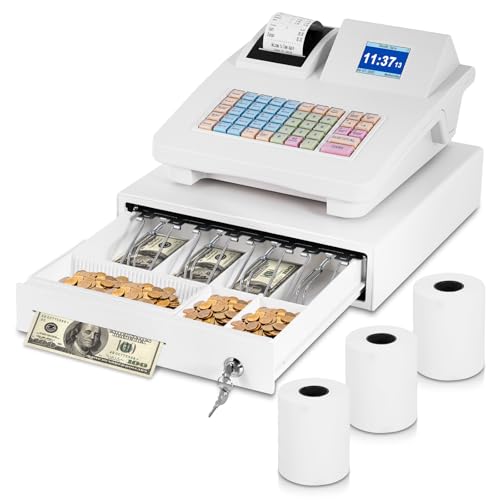 MXBAOHENG Cash Register Electronic Smart Till with Check Slot and Split Design Money Drawer No WiFi Plug Play for Small Business Shop Retail Hospitality