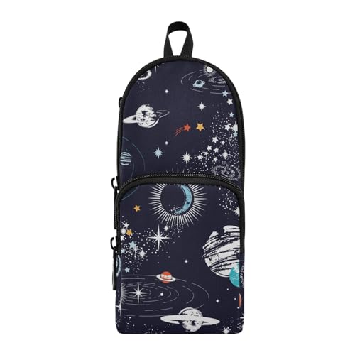 Image of ZAZYXTJ Space Standing Large Capacity Pencil Case 3 Compartment Pen Pouch Storage Canvas Makeup Bag for School Office Teen Girl Boy Men Women