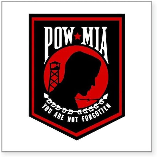 CafePress POW MIA (Red) Rectangle Sticker Square Bumper Sticker Car Decal