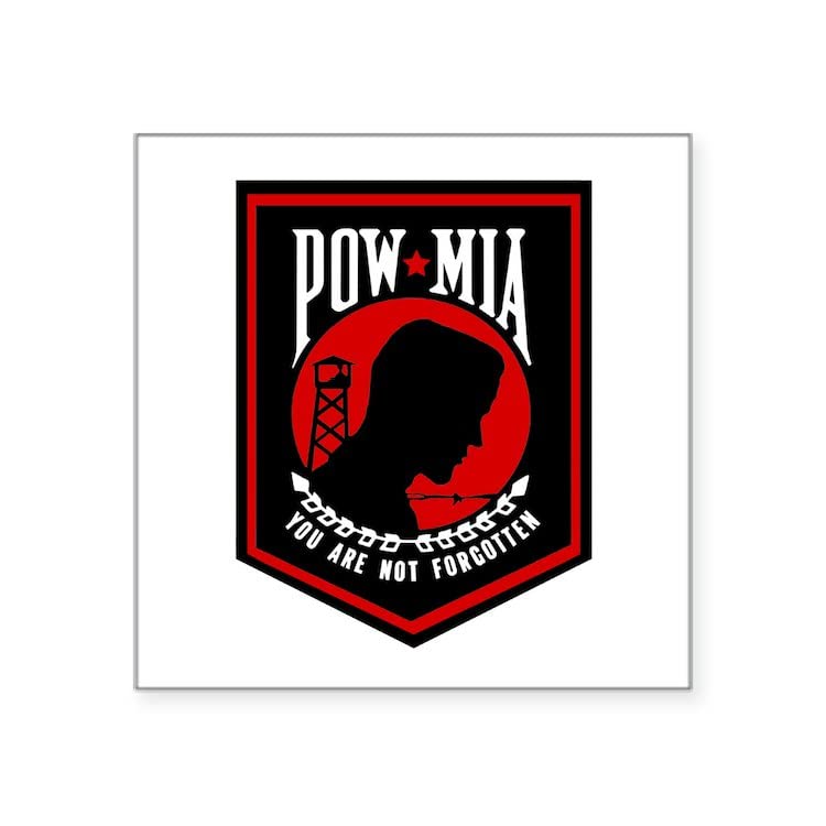 CafePress POW MIA (Red) Rectangle Sticker Square Bumper Sticker Car Decal