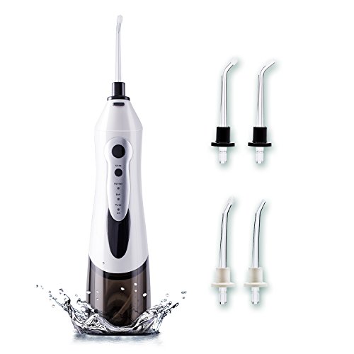 Water Flosser Professional Cordless Dental Oral Irrigator - Portable and Rechargeable IPX7 Waterproof 3 Modes Water Flossing with 4 Jet Tips for Home and Travel,Braces & Bridges Care