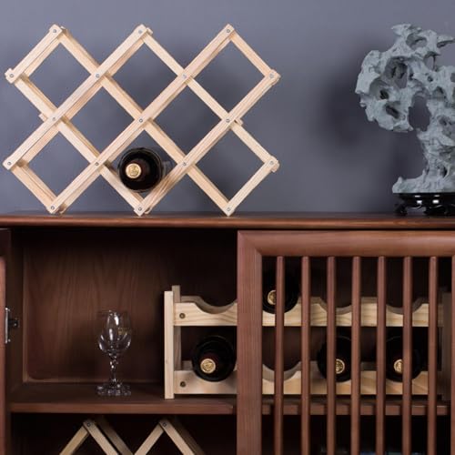 Soporte de vino plegable para 10 botellas de madera miniatura 5