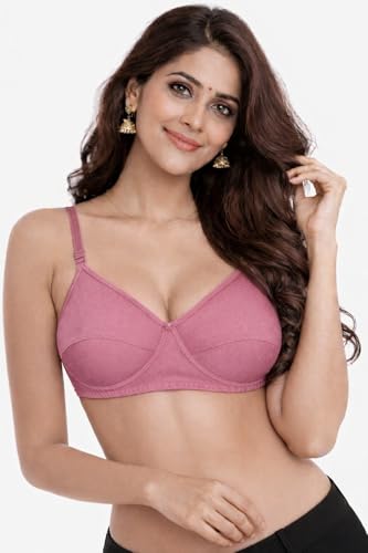 Image of Women's Cotton Medium Padded Bra | Soft & Breathable Fabric | Full Coverage Everyday Comfort Bra | Adjustable Straps & Back Hook Closure